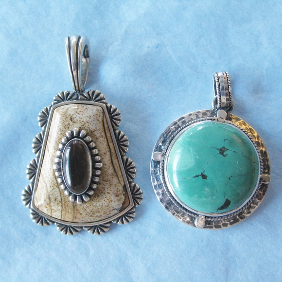 Carolyn Pollack Jewelry - Two Sterling & Stone Pendants Carolyn Pollack